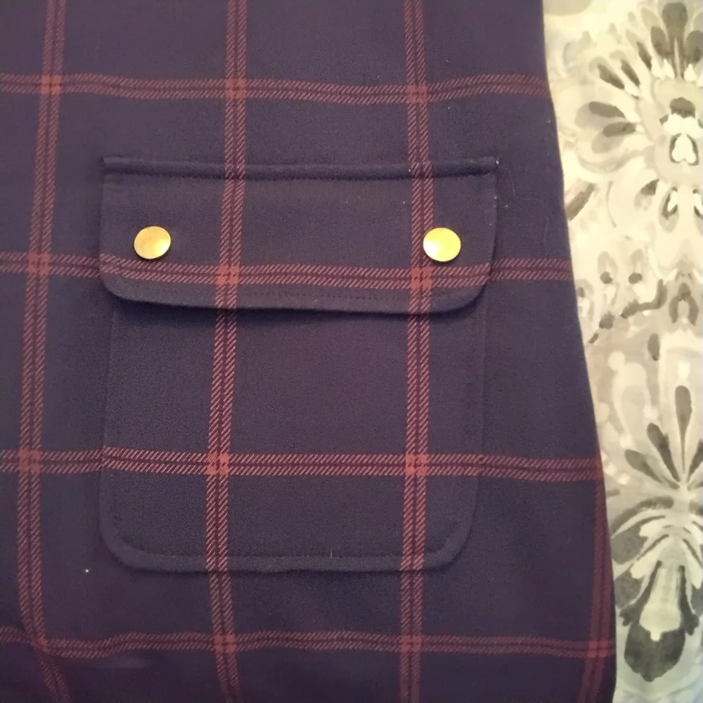 J. Crew Factory Navy Window Pane Shift Dress With Front Pockets - 4 - Picture 10 of 12